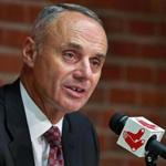 06/16/15: Boston, MA: The Commissioner of Baseball Rob Manfred took questions from reporters before the game at Fenway Park. The Boston Red Sox hosted the Atlanta Braves in a regular season inter league MLB baseball game at Fenway Park. (Globe Staff Photo/Jim Davis) section:sports topic:Red Sox-Braves (1)