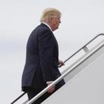 President Donald Trump boards Air Force One before his departure from Andrews Air Force Base, Md. Thursday, May 4, 2017. Trump is traveling to New York to meet for the first time with Australian Prime Minister Malcolm Turnbull and aim to move past the rocky start of their working relationship. (AP Photo/Pablo Martinez Monsivais)