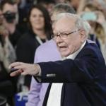 Berkshire Hathaway chairman and CEO Warren Buffett gestured as the annual Berkshire Hathaway shareholders meeting neared an end.