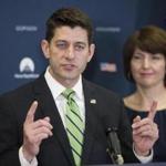 In this May 2, 2017, photo, House Paul Ryan of Wis., accompanied by Rep. Cathy McMorris Rodgers, R-Wash., speaks to reporters on Capitol Hill in Washington, following the Republican Caucus meeting. (AP Photo/Cliff Owen)