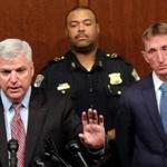 Suffolk DA Daniel F. Conley (left) says there?s no tension between his office and Boston police, led by commissioner William B. Evans (right).