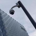 A security camera stands outside the main Telefonica headquarters in Madrid, Spain, Friday. The Spanish government said several companies including Telefonica had been targeted in ransomware cyberattack. 