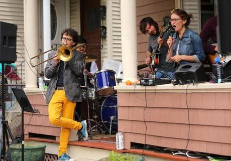 The Humdingers! belted out the tunes during this year?s PorchFest in Somerville. 
