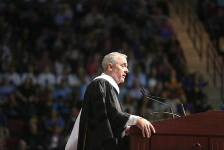 ?I dropped out of Emerson after a semester and a third my freshman year,? said novelist Dennis Lehane, who delivered the commencement address. 
