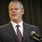 MEDFORD, MA - 4/25/2017 - Massachusetts Governor Charlie Baker speaks about the filing of an act relative to the harmful distribution of sexually explicit visual material at the Boston Latin Academy in MEDFORD, MA, April 25, 2017. (Keith Bedford/Globe Staff) mag_cat_trapper
