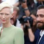 Tilda Swinton and Jake Gyllenhaal posed for a photograph at the Cannes Film Fesitval in southern France. 