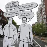 Boston, MA -- 5/22/2017 - Illustrations were placed along Mass Ave. between the bike land and the area where cars park. (Jessica Rinaldi/Globe Staff) Topic: Reporter: 