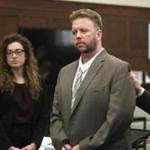Boston, MA - 5/22/2017 - Defense attorney Jonathan Shapiro (cq), right, introduces Michael McCarthy (cq) to potential jurors. From left are BC Law student intern Michael Patnode (cq) and co-counsel Mia Teitelbaum (cq). Jury selection begins for Commonwealth vs. Michael McCarthy (cq), in Suffolk Superior Court. McCarthy is charged with the murder of 2-year-old Bella Bond (cq). Judge Janet Sanders presides. POOL Photo by Pat Greenhouse/Globe Staff Topic: 23mccarthy Reporter: Nestor Ramos