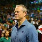 BOSTON, MA - MAY 19: Governor of Massachusetts Charlie Baker looks on during Game Two of the 2017 NBA Eastern Conference Finals between the Cleveland Cavaliers and the Boston Celtics at TD Garden on May 19, 2017 in Boston, Massachusetts. NOTE TO USER: User expressly acknowledges and agrees that, by downloading and or using this photograph, User is consenting to the terms and conditions of the Getty Images License Agreement. (Photo by Adam Glanzman/Getty Images)