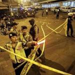 \A suspected suicide bombing near a bus terminal in Indonesia?s capital Wednesday night killed a policeman and injured four other officers,. 