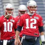 05/25/2017 Foxboro Ma- New England Patriots quarterback #12 Tom Brady at teams OTA at Gillette Stadium. Boston Globe Staff\Photograph Jonathan Wiggs Reporter:Topic