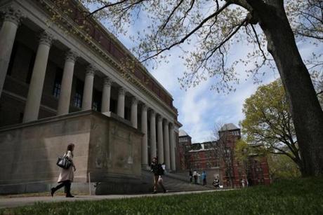 Cambridge, MA- May 04, 2017: Harry Elkins Widener Memorial Library in Harvard Yard in Cambridge, MA on May 04, 2017, MA on May 04, 2017. (Globe staff photo / Craig F. Walker) section: metro reporter: 
