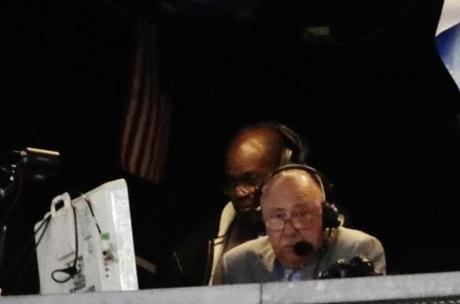 Boston Red Sox broadcaster Jerry Remy in the booth on Tuesday during the game between the Yankees and the Red Sox.  
