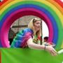 Boston Ma 06112016 A women hands out items from a float at the Boston Annual Gay Pride Parade. Globe/Staff Photographer Jonathan Wiggs