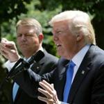 US President Donald Trump and Romanian President Klaus Iohannis held a joint news conference in the Rose Garden at the White House on Friday.  