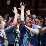 06/10/2017 Boston Ma- -Performers dressed as Rosie the Riveter at the 2017 Boston Pride Parade. Jonathan Wiggs\Globe Staff Reporter:Topic