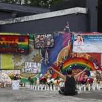 Jose Ramirez, a survivor of the June 12, 2016, mass shooting at the Pulse gay nightclub, reacted as he visited the site.