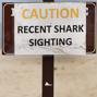A sign warned beach goers of the presence of great white sharks at Lighthouse Beach in Chatham.