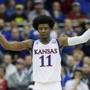 KANSAS CITY, MO - MARCH 23: Josh Jackson #11 of the Kansas Jayhawks reacts in the first half against the Purdue Boilermakers during the 2017 NCAA Men's Basketball Tournament Midwest Regional at Sprint Center on March 23, 2017 in Kansas City, Missouri. (Photo by Jamie Squire/Getty Images)