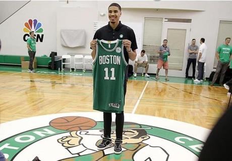 06/23/2017 Waltham Ma- Boston Celtics introduce their newest player Jayson Tatum (cq) at a afternoon press-conference.Jonathan Wiggs\Globe Staff Reporter:Topic
