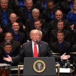 President Trump spoke during the Celebrate Freedom concert at the John F. Kennedy Center for the Performing Arts in Washington on Saturday.
