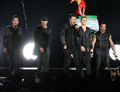 New Kids on the Block onstage Saturday night at Fenway Park.
