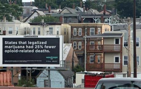 The advertisement, which also appeared in East Boston, was from Weedmaps, a California-based company that runs an online marijuana dispensary rating service.
