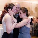 Pete Otto danced with his daughters, Jessica and Megan, in February. 