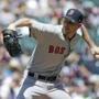 Boston Red Sox starting pitcher Chris Sale throws against the Seattle Mariners in the first inning of a baseball game, Wednesday, July 26, 2017, in Seattle. (AP Photo/Ted S. Warren)