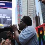 Transgender Army veteran Tanya Walker spoke to protesters in Times Square yesterday near a military recruitment center in response to President Trump?s decision to reinstate a ban on transgender individuals serving in the US armed forces. 