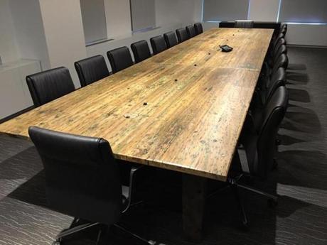 Conference table made from the boards of Seaport shipwreck.
