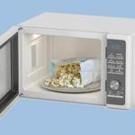 white opened microwave oven, 3D rendering isolated on white background