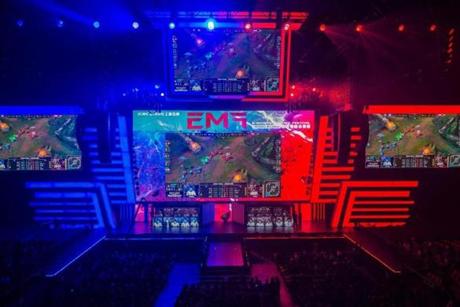 Teams competed on stage during the League of Legends gaming tournament in Hong Kong earlier this month.
