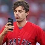 Casey Affleck recorded a short video for a fan before he threw out the first pitch.
