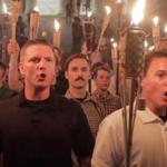 18nestornazi -Matthew Colligan, (mustache,) marches with Members of the Alt-Right led a torch march through the grounds of the University of Virginia in Charlottesville Friday night. (Andrew Shurtleff / Daily Progress)