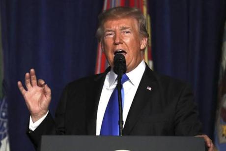 President Trump spoke Monday evening at Fort Myer, Va. 
