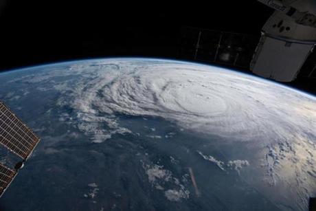 A handout photo made available by NASA shows an image taken from the International Space Station (ISS) of Hurricane Harvey approaching Texas, on Friday.
