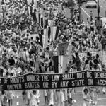 Supporters of the Equal Rights Amendment marched down Pennsylvania Avenue in Washington in August 1977.