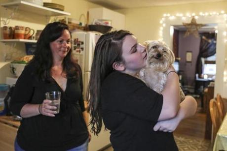 Isabelle Pitrowski (with her mom and her dog Lily) missed almost all of her seventh grade year due to anxiety about school.
