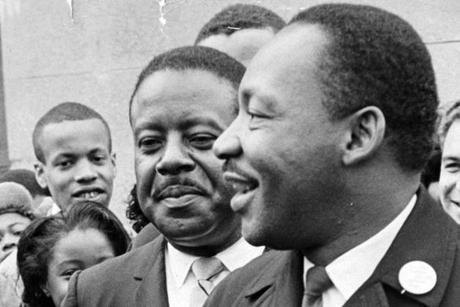 The Rev. Martin Luther King Jr. greeted a supporters in April 1965 during a match to on Boston Common. A memorial to the civil rights icon, who attended Boston University, could be placed on the Common or elsewhere in the city.
