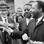 The Rev. Martin Luther King Jr. greeted a supporters in April 1965 during a match to on Boston Common. A memorial to the civil rights icon, who attended Boston University, could be placed on the Common or elsewhere in the city.