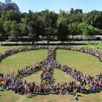 Children?s Service of Roxbury attempted to break the Guinness World Record by creating the world?s largest human peace sign on Boston Common. The official count was 1682 people, falling short of the record. 