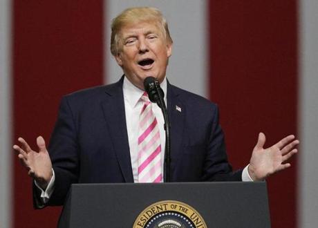 President Trump spoke Friday at a rally in Huntsville, Ala. 
