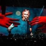 Roger Waters on stage and screen during Wednesday?s show at TD Garden.