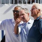 Former presidents Barack Obama, George W. Bush, and Bill Clinton.
