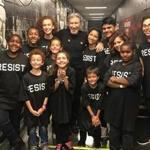 Roger Waters (center top) with kids from ZUMIX backstage at TD Garden. 