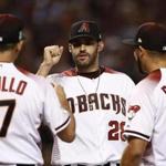 Arizona Diamondbacks J.D. Martinez (28) is introduced prior to game 3 of baseball's National League Division Series against the Los Angeles Dodgers, Monday, Oct. 9, 2017, in Phoenix. (AP Photo/Ross D. Franklin)