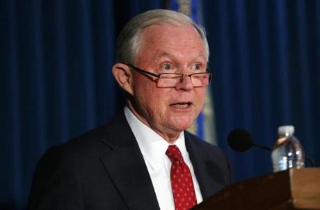 NEW YORK, NY - NOVEMBER 02: Attorney General Jeff Sessions speaks about domestic security in New York on November 2, 2017 in New York City. Sessions, the nation's top law enforcement official, claimed that the Department of Justice has 