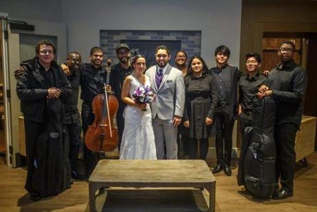 Roxbury Youth Orchestra performing at a wedding event for Jonathan Mancia and Jennifer Mancia.
