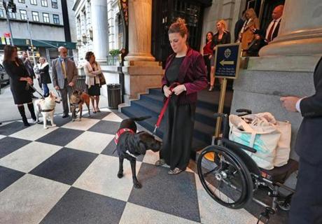 Jessica Kensky and Rescue waited for the limo that would take them to the ASPCA awards ceremony. 
